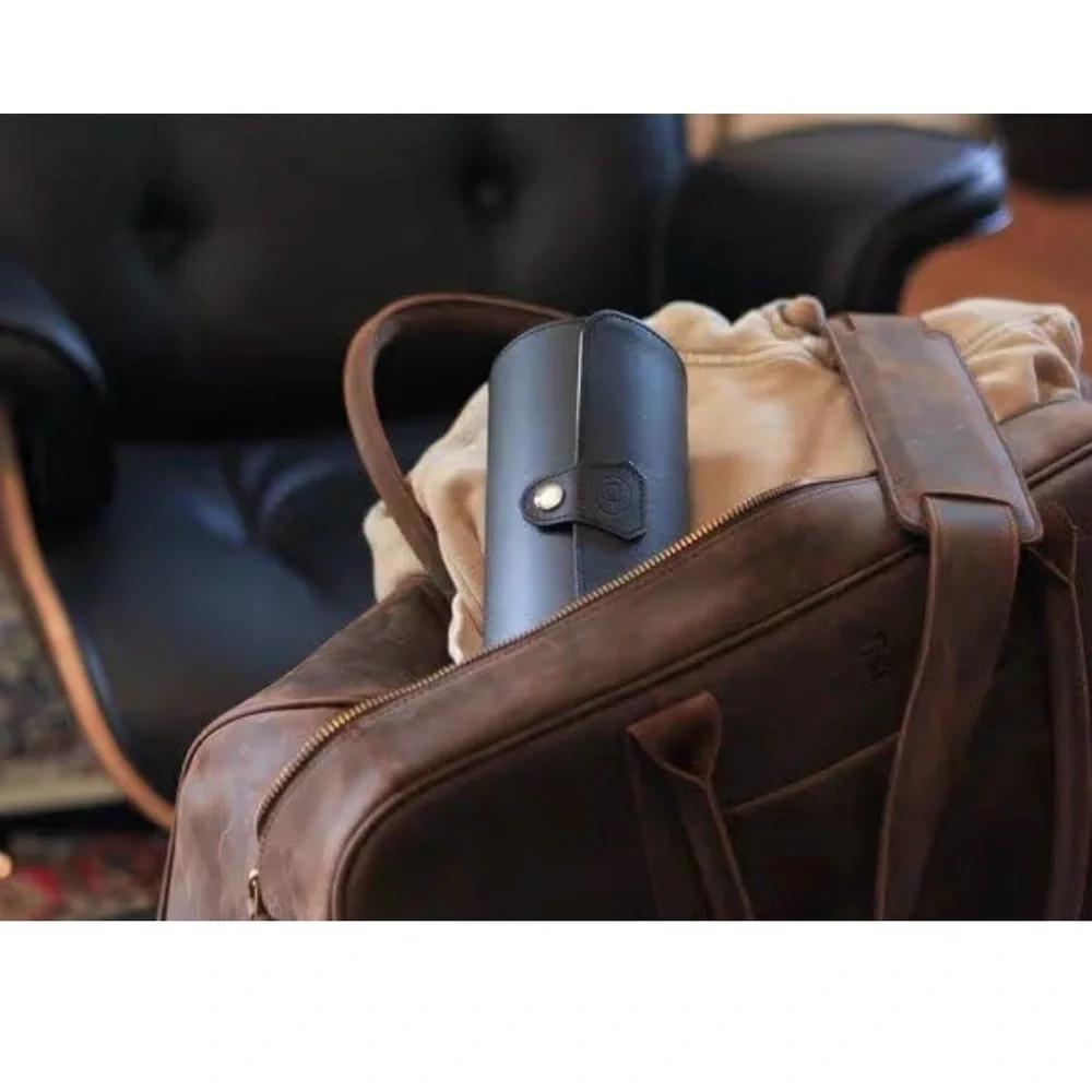 Luxury Automatic Watch Winder Black Leather Display Case Glass Top - Picture 5 of 10